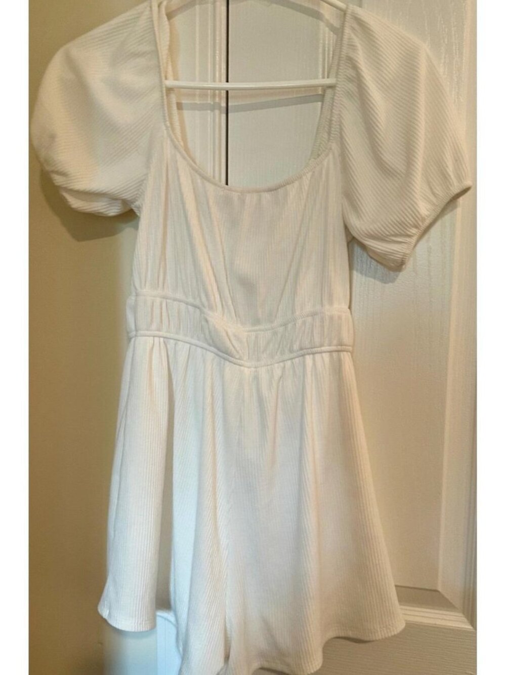 White Puff Sleeve Romper
